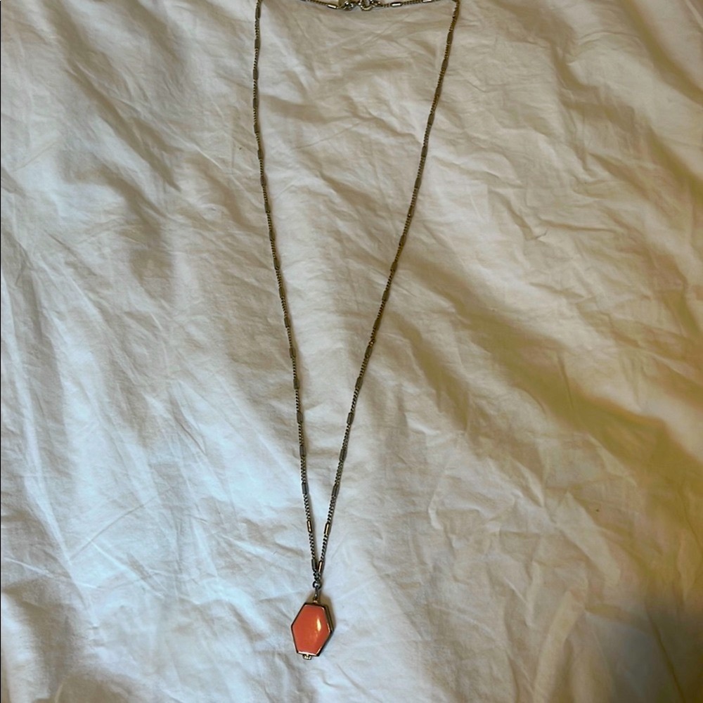 J. Crew Silver, Gold and Pink Pendant Necklace